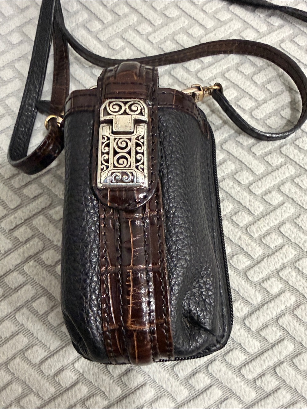 Brighton Zip Around Wallet Purse Pouch Brown Leather Mini Crossbody Organizer